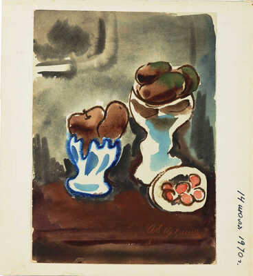 Ведерников Александр Семенович.  Натюрморт с клубникой и яблоками